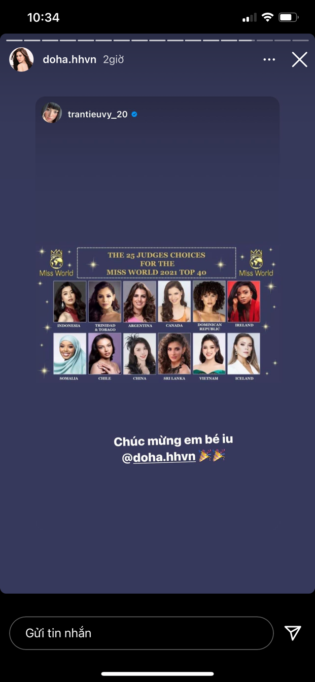 Hoa hậu Đỗ Mỹ Linh và Tiểu Vy chúc mừng Đỗ Thị Hà.