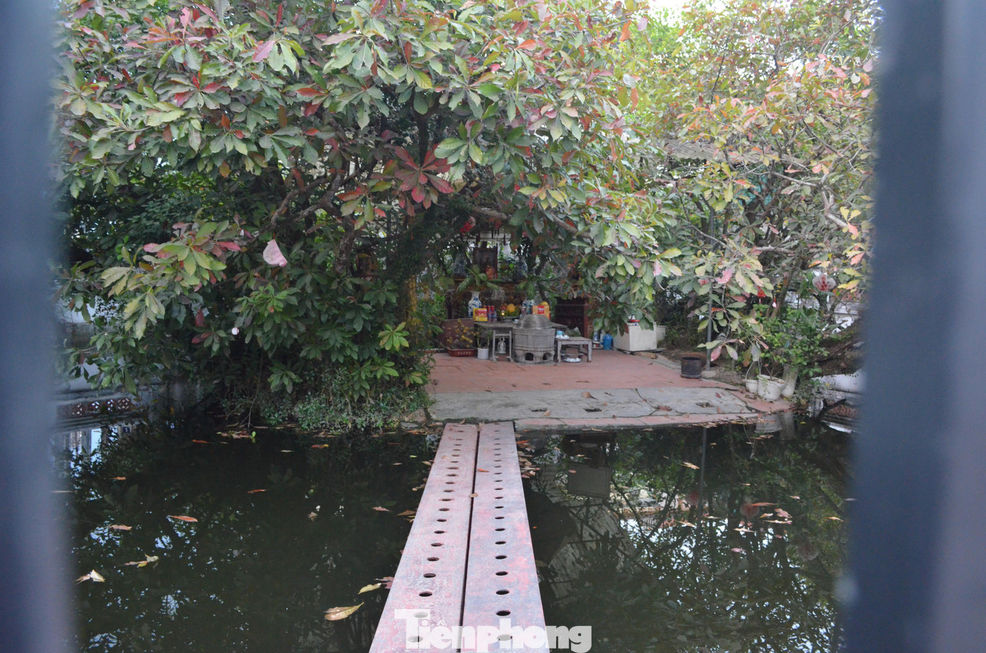 Sau miếu là giếng Bát Nhũ trì (ao tám vú), giữa giếng nổi lên một gò đất con. Tương truyền Thánh Gióng được sinh hạ tại đây, sau đó được tắm trong một cái chậu đá.