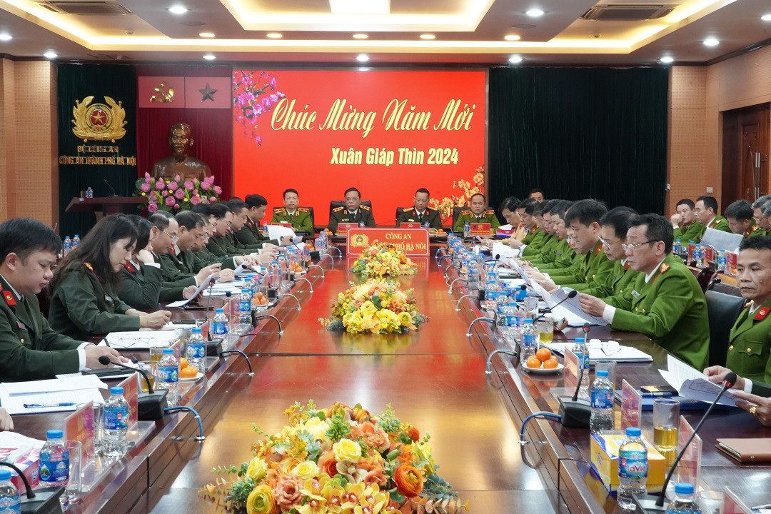 Hội nghị tại điểm cầu Công an TP Hà Nội.