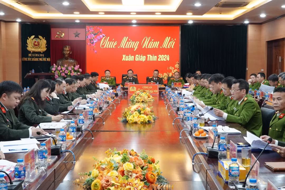 Hội nghị tại điểm cầu Công an TP Hà Nội.