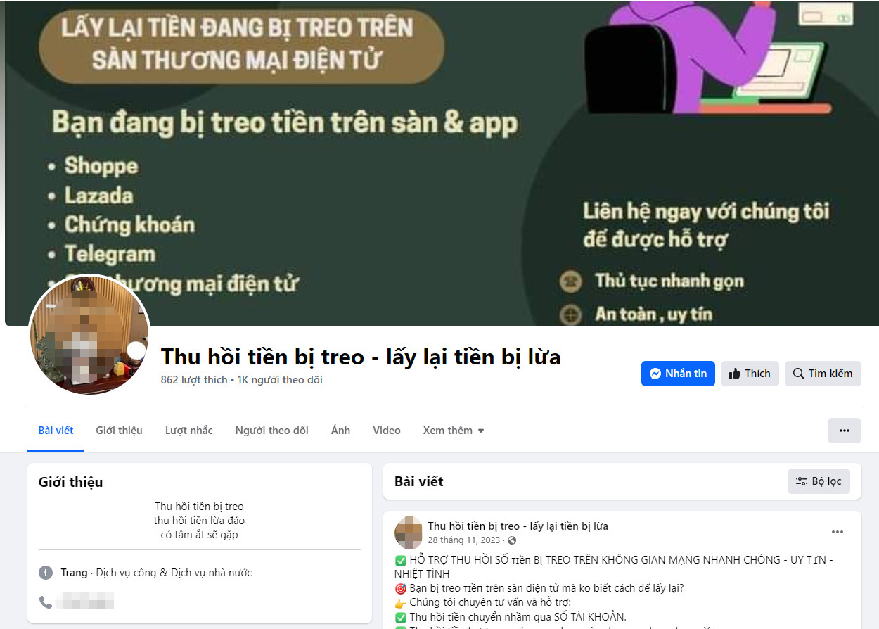 Nhan nhản các trang mạng quảng cáo lấy lại tiền lừa đảo. Nhan nhản các trang mạng quảng cáo lấy lại tiền lừa đảo.