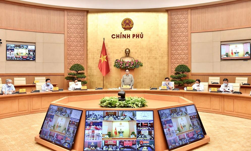 Thủ tướng Phạm Minh Chính chủ trì cuộc họp Ban Chỉ đạo quốc gia phòng, chống dịch COVID-19 (ảnh Nhật Minh)