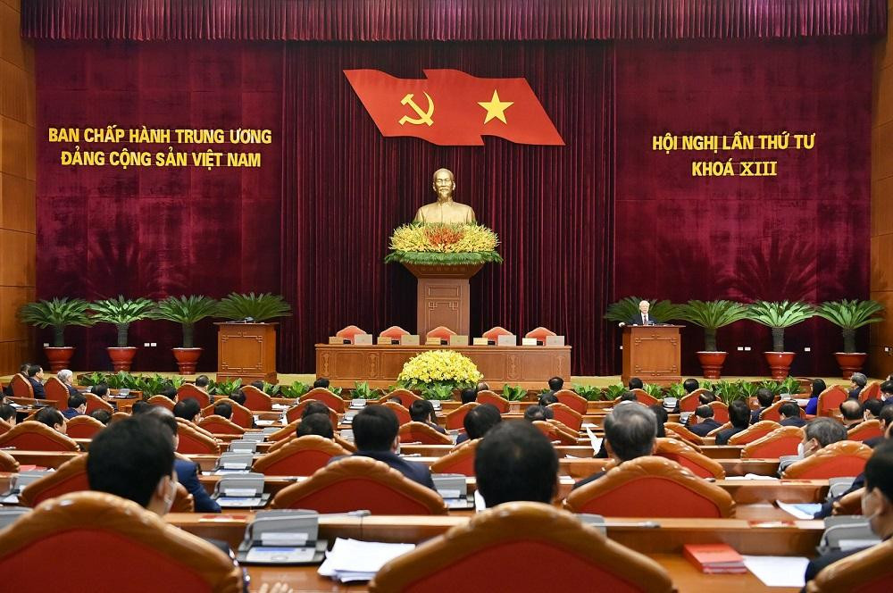 Tổng Bí thư phát biểu bế mạc Hội nghị Trung ương (Ảnh: Nhật Minh)