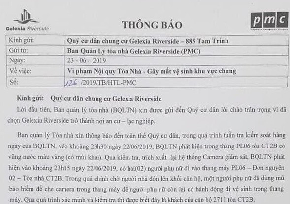 Sốc với chuyện khách nữ tè bậy trong thang máy chung cư Hà Nội ảnh 1