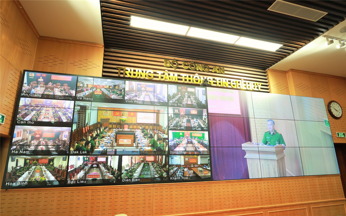 Hội nghị được tổ chức trực tuyến. Ảnh: Bộ Công an,