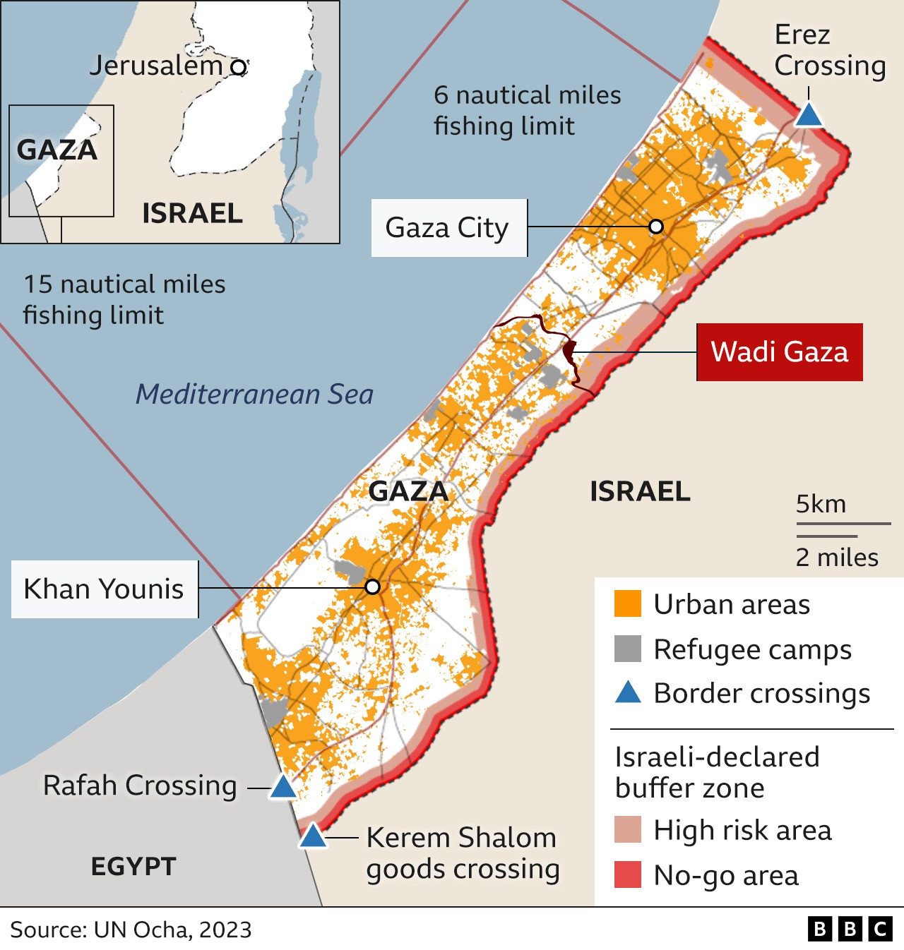Cửa khẩu Rafah ở biên giới Ai Cập và Dải Gaza. Bản đồ: BBC