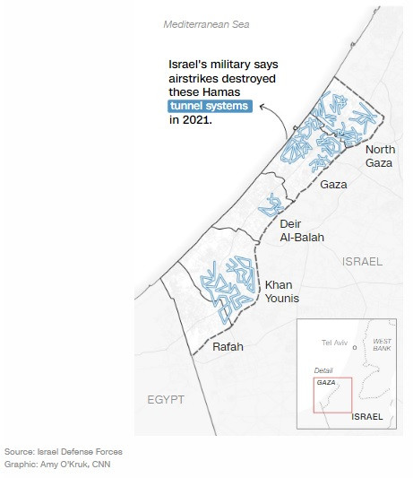Hệ thống đường hầm của Hamas. Nguồn: CNN Hệ thống đường hầm của Hamas. Nguồn: CNN