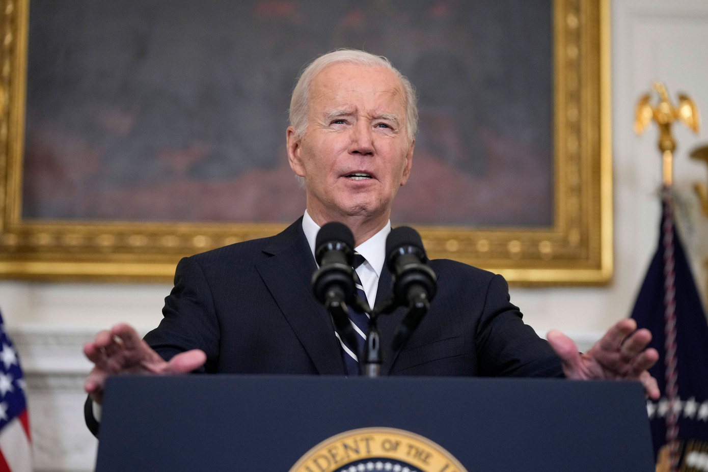 Tổng thống Mỹ Joe Biden phát biểu từ Nhà Trắng. Ảnh: AP Tổng thống Mỹ Joe Biden phát biểu từ Nhà Trắng. Ảnh: AP
