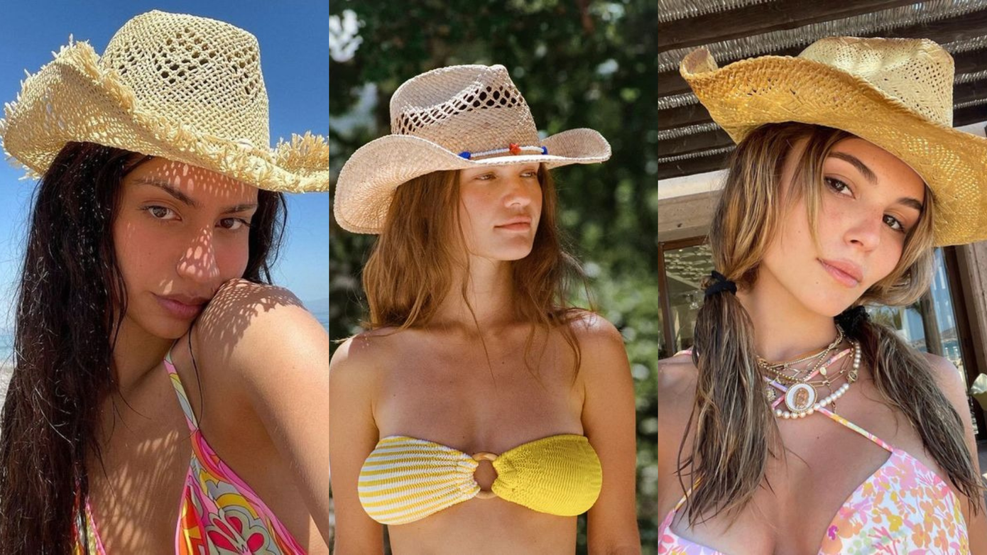 Mũ cao bồi đan bằng cỏ khô, điểm xuyết chi tiết hạt gỗ nhiều màu đem đến tinh thần tự do.