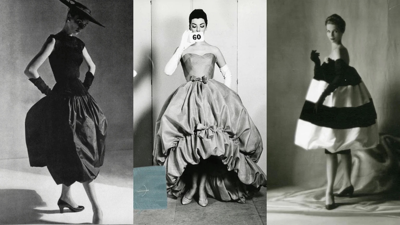 Balenciaga từng thống trị làng mốt với đầm dạ hội dáng cong tròn trịa, bầu bĩnh.