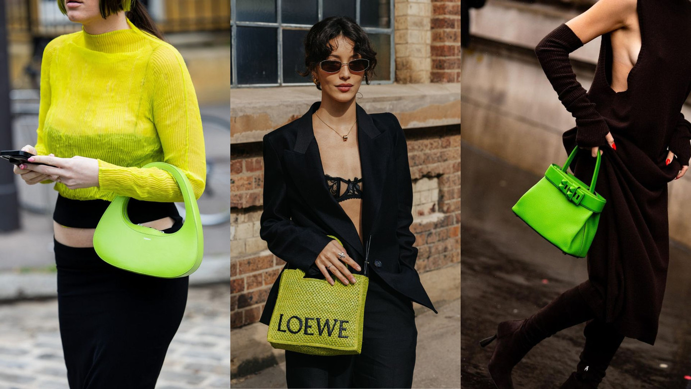 Chiếc túi xách màu xanh brat cũng là món phụ kiện không thể thiếu, có thể mix&amp;match dễ dàng với mọi phong cách từ sang trọng đến năng động.