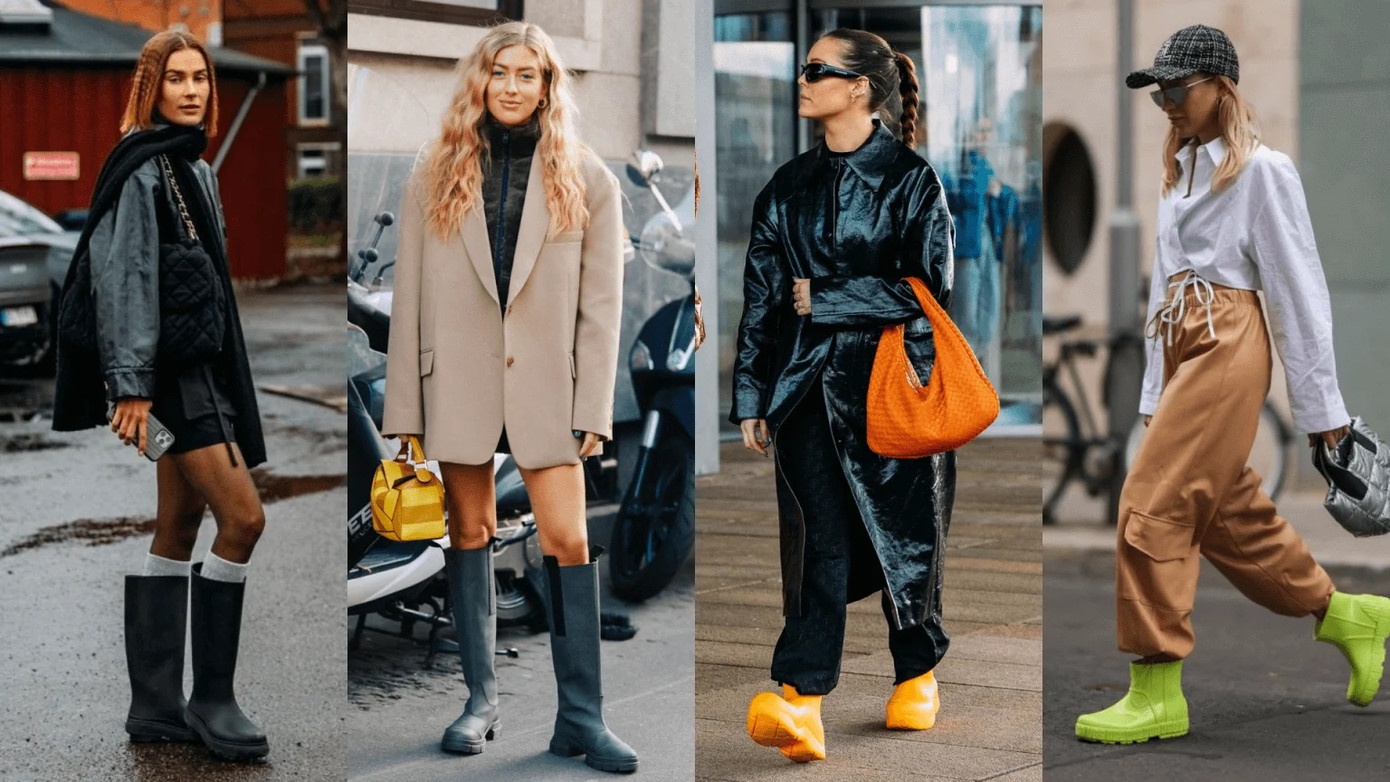 Kiểu bốt cao su cổ ngắn sẽ phối hợp ăn ý hơn với quần baggy jeans hoặc quần tây ống rộng.