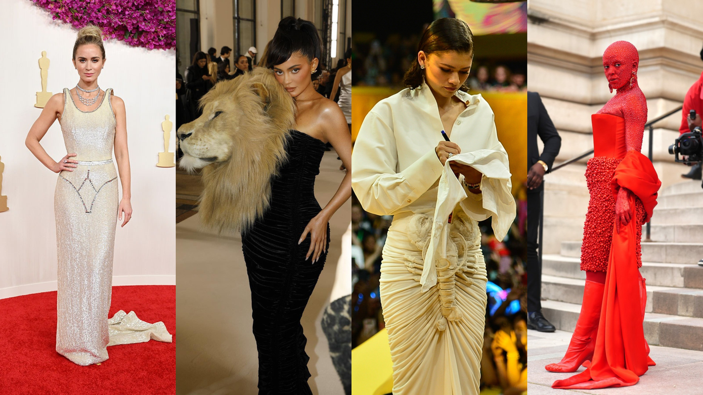 Zendaya trong chiếc váy gắn một con tôm hùm vải 3D, chiếc váy dạ hội Oscar của Emily Blunt, hay đầu sư tử nhồi bông bằng tay được ghim trên vai của Kylie Jenner.