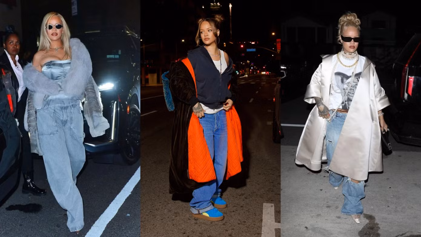 Rihanna chính là một trong những cái tên nổi bật trong cuộc lăng xê quần baggy jeans. Rihanna chính là một trong những cái tên nổi bật trong cuộc lăng xê quần baggy jeans.