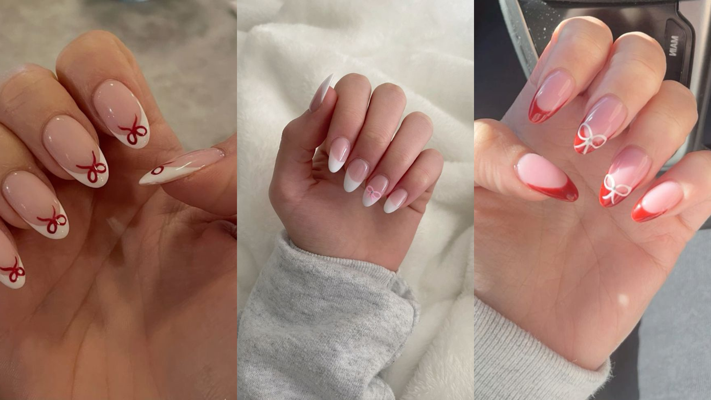 Để thổi một chút phong cách Coquette vào bộ nail kiểu Pháp của bạn, chỉ cần vẽ thêm một chiếc nơ nhỏ xinh và nữ tính là hoàn hảo.