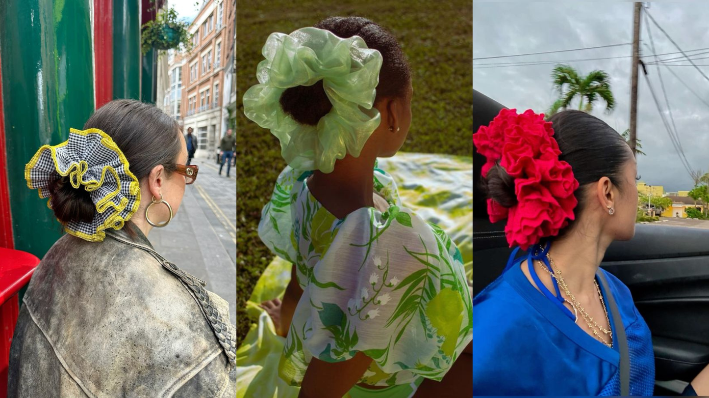 Một chiếc scrunchie to bằng ren sẽ giúp diện mạo mùa Hè của bạn thăng hạng.