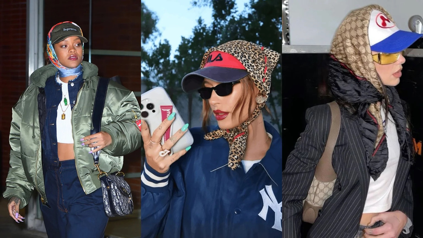 Đơn giản nhưng không đơn điệu, Hailey Bieber khiến chiếc mũ lưỡi trai đặc sắc hơn cùng một chiếc khăn da beo buộc layering bên ngoài.