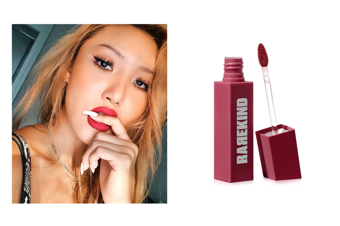 Hawasa là fan của chiếc son môi màu đỏ rực Overmsmudged Lip Tint.