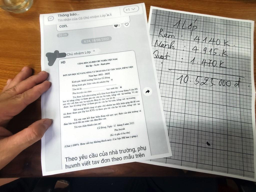 Tài liệu phụ huynh gửi chứng minh các khoản nộp tiền mua rèm, mành, quạt điện và mẫu đơn xin học thêm để phụ huynh chép tay Tài liệu phụ huynh gửi chứng minh các khoản nộp tiền mua rèm, mành, quạt điện và mẫu đơn xin học thêm để phụ huynh chép tay