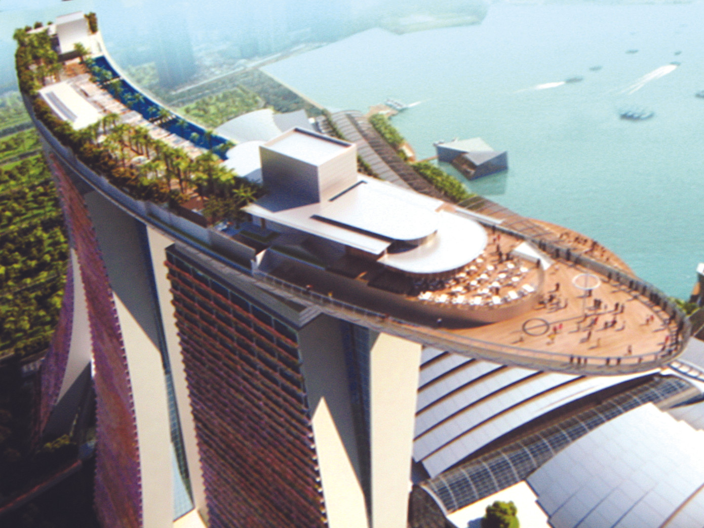 Khách sạn Marina Bay Sands có bể bơi dài nhất thế giới hình con thuyền trên độ cao 200m từ mặt đất 