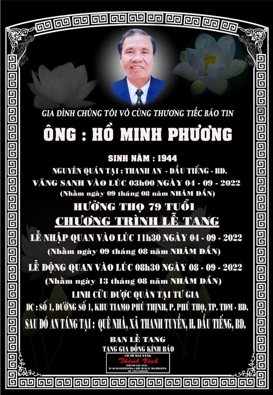 Ông Hồ Minh Phương hưởng thọ 79 tuổi