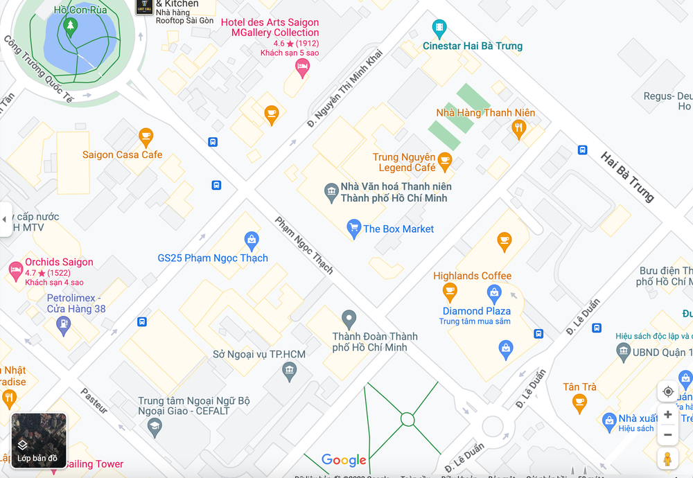 Đường Phạm Ngọc Thạch, đoạn qua Nhà văn hóa Thanh niên TPHCM. (Ảnh chụp từ Google Maps) Đường Phạm Ngọc Thạch, đoạn qua Nhà văn hóa Thanh niên TPHCM. (Ảnh chụp từ Google Maps)