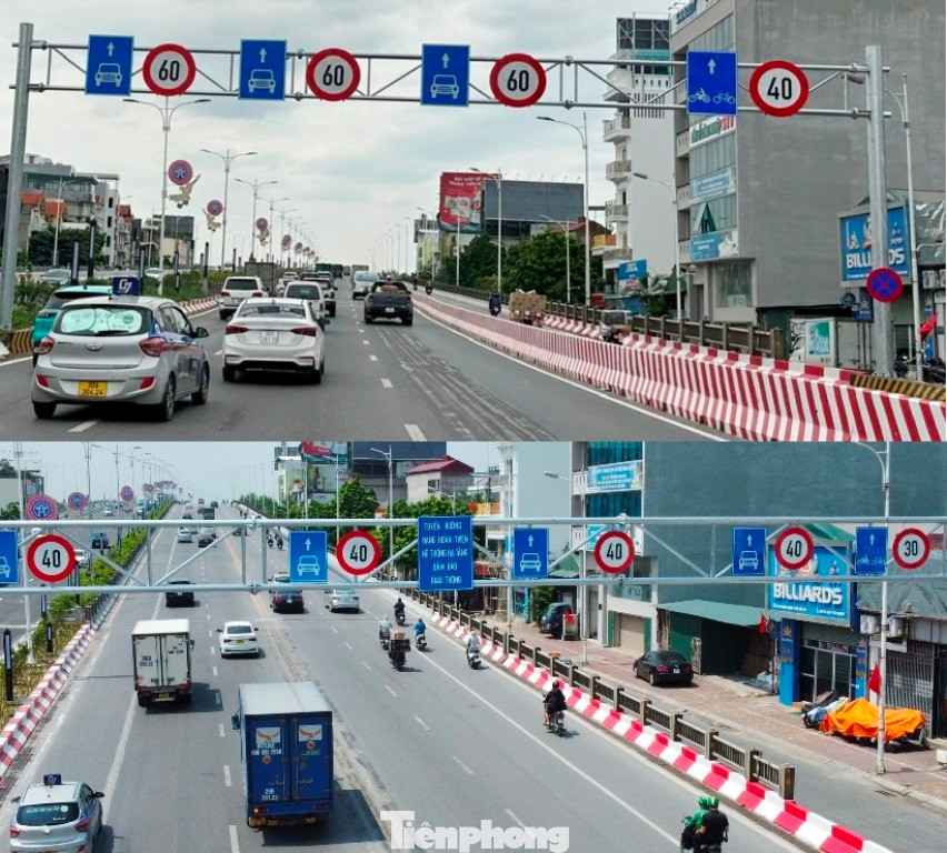 Trước đó, sau khi thông xe vì chiều cầu cũ chưa xong việc cải tạo hạ tầng theo phương án tổ chức giao thông mới nên phương tiện chỉ lưu thông với tốc độ 30 (xe máy) - 40km/h (ô tô, ảnh dưới) không đồng bộ với chiều cầu mới thông xe (ảnh dưới). Trước đó, sau khi thông xe vì chiều cầu cũ chưa xong việc cải tạo hạ tầng theo phương án tổ chức giao thông mới nên phương tiện chỉ lưu thông với tốc độ 30 (xe máy) - 40km/h (ô tô, ảnh dưới) không đồng bộ với chiều cầu mới thông xe (ảnh dưới).