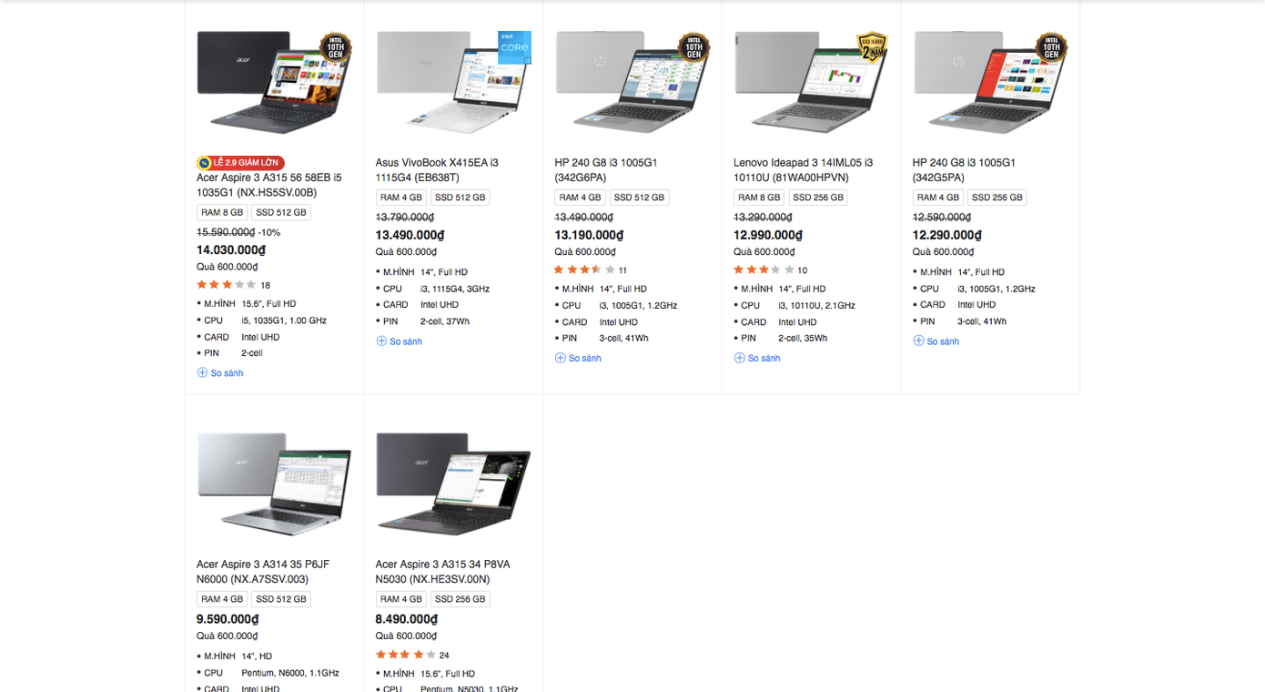 Laptop phân khúc tầm trung, giá rẻ hết sạch hàng tại nhiều hệ thống