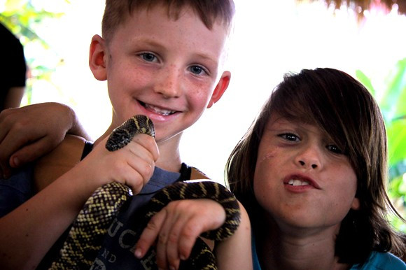  Các em học sinh được làm quen và rất thân thiện với tự nhiên