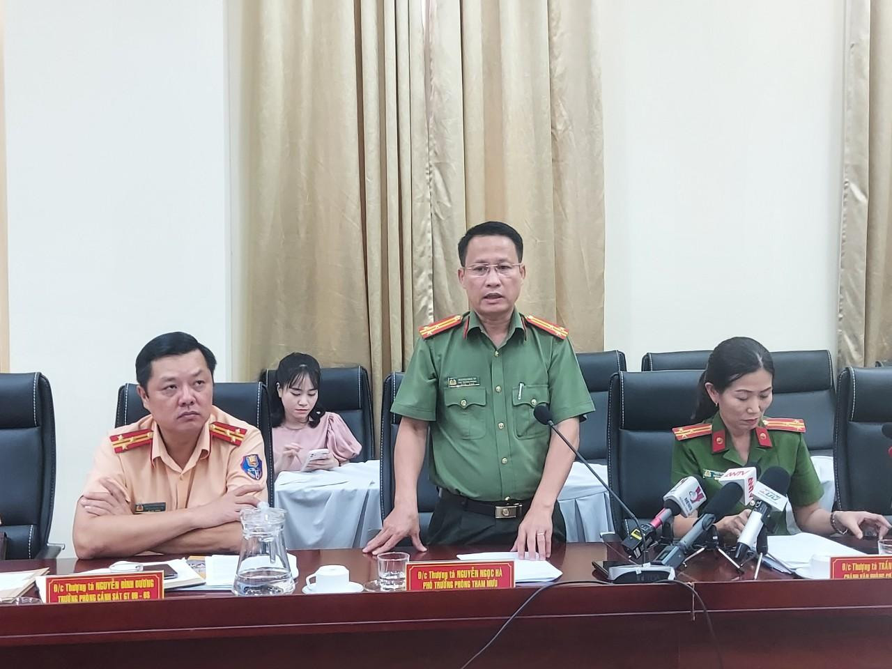 Thượng tá Nguyễn Ngọc Hà – Phó Trưởng phòng Tham mưu Công an TPHCM thông tin tại buổi họp báo. Thượng tá Nguyễn Ngọc Hà – Phó Trưởng phòng Tham mưu Công an TPHCM thông tin tại buổi họp báo.