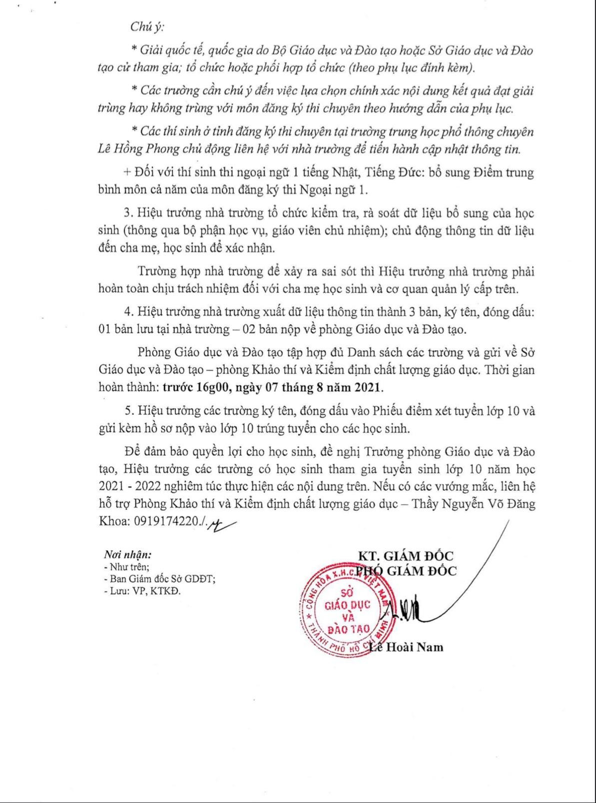 Công văn chính thức của Sở GD&amp;ĐT thành phố về tuyển sinh lớp 10.