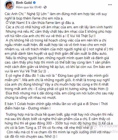 Dù đã là canh ba, thế nhưng Bình Gold vẫn "giận tím người" lên đây này!