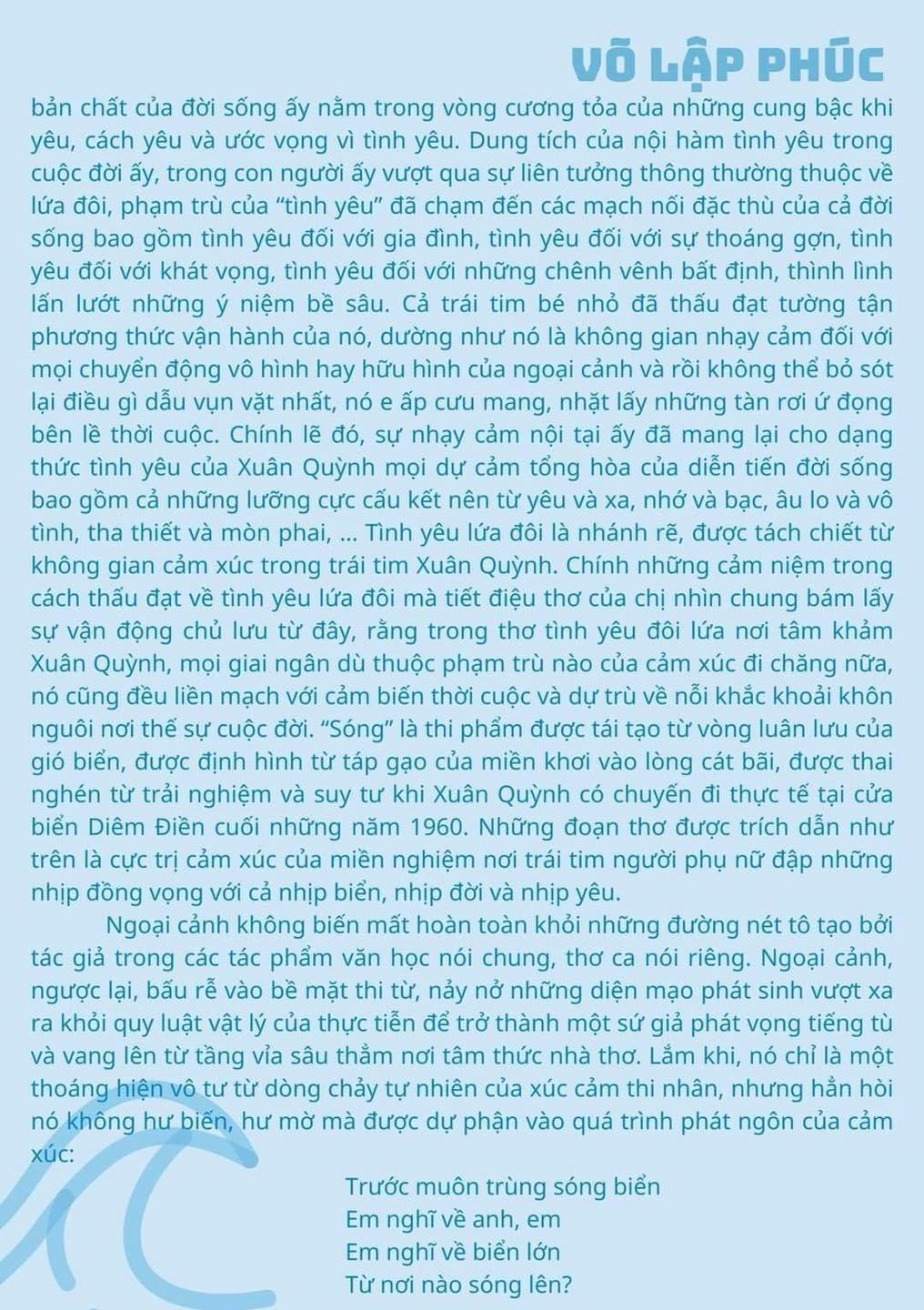 Trích một đoạn phân tích với những ngôn từ hàm súc trong bài làm của Lập Phúc. Ảnh: FBNV.