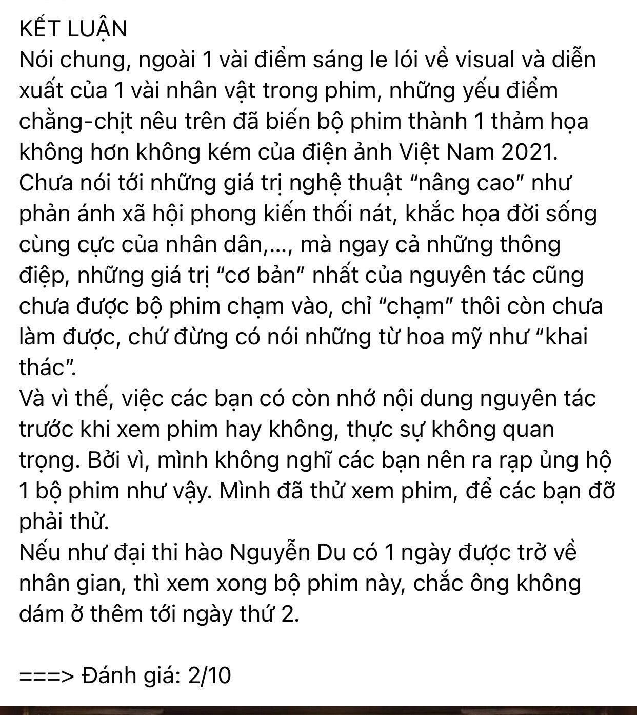 Bộ phim cũng nhận về nhiều số điểm dưới trung bình từ khán giả.