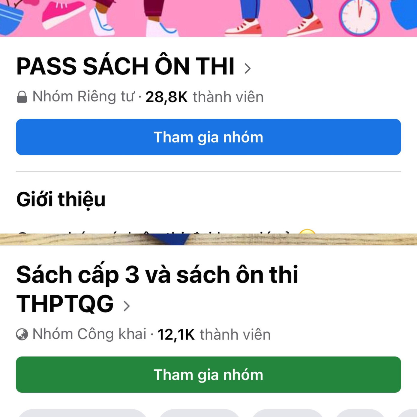 Teen vẫn có thể truy cập vào các hội nhóm để có thể mua, xin lại sách cũ của các anh chị đi trước. Ảnh chụp màn hình. Teen vẫn có thể truy cập vào các hội nhóm để có thể mua, xin lại sách cũ của các anh chị đi trước. Ảnh chụp màn hình.