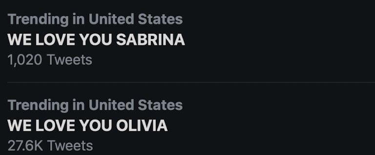 Người hâm mộ đã đồng loạt "treo" hashtag trên Twitter nhằm bảo vệ Olivia.