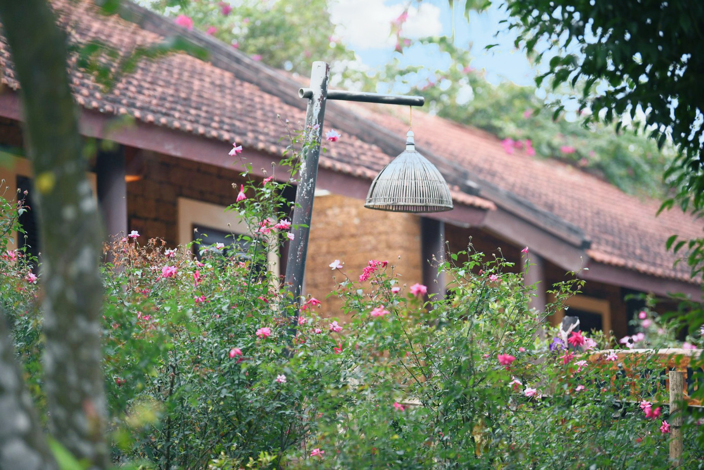 Điểm ấn tượng trong kiến trúc của Thảo Viên resort là các phòng nghỉ được thiết kế theo phong cách tái hiện lại nếp nhà của người dân xứ Đoài xưa khi sử dụng gỗ, đá ong và ngói làm vật liệu chính để xây dựng và bố trí không gian.