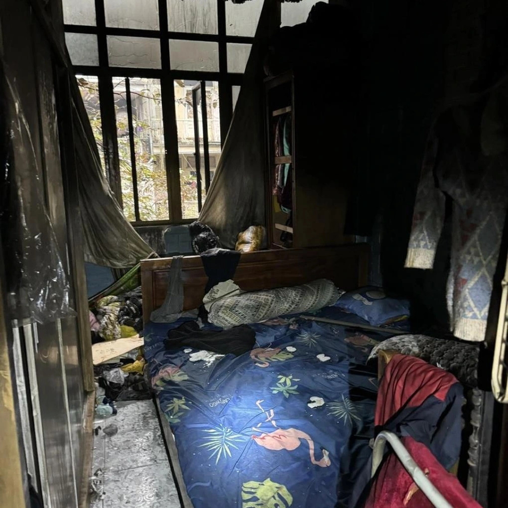 Khu vực phòng ngủ tầng 3, nơi các nạn nhân nằm ngủ (Ảnh: Công an Hà Nội).