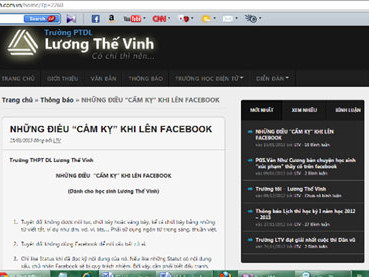 Quy định của Trường Lương Thế Vinh về việc học sinh lên Facebook