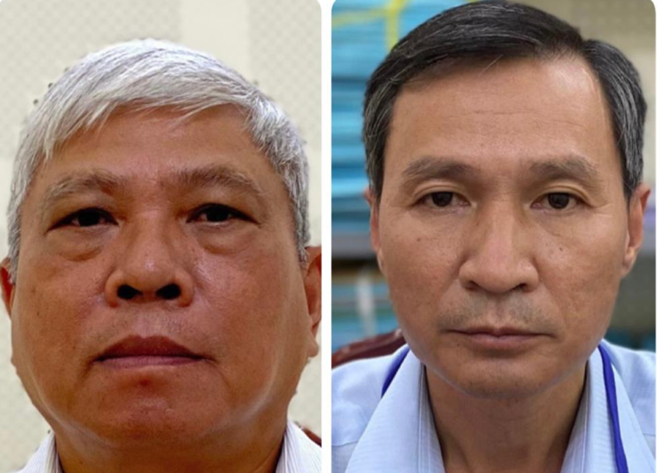 Các bị can Đặng Quang Việt và Nguyễn Thành Nhân (từ trái qua phải).