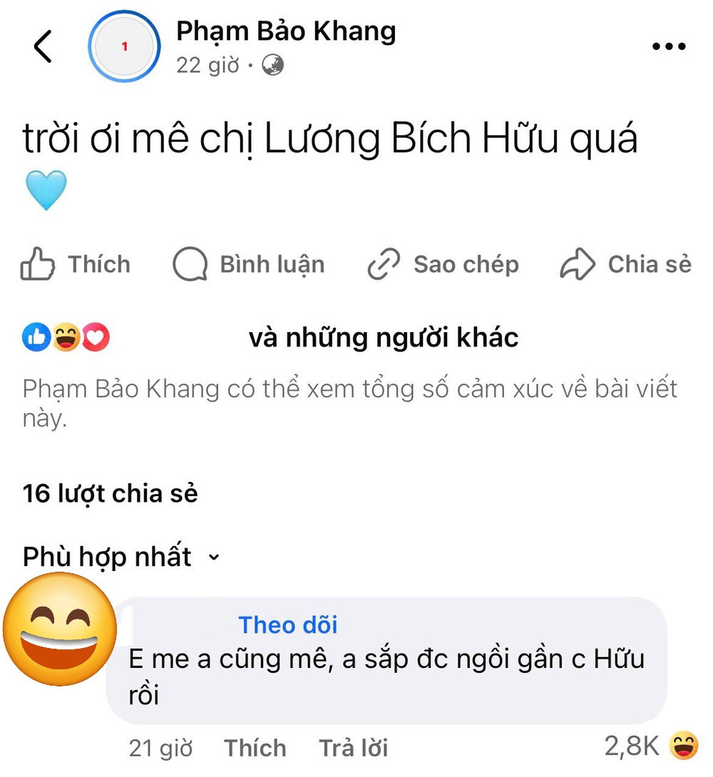 HURRYKNG công khai “đu idol” trên trang cá nhân, bày tỏ sự mến mộ với Lương Bích Hữu. HURRYKNG công khai “đu idol” trên trang cá nhân, bày tỏ sự mến mộ với Lương Bích Hữu.