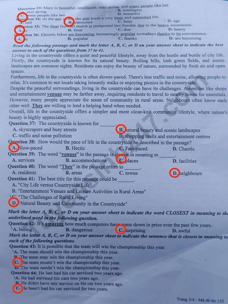 Đề thi môn tiếng Anh mã đề 132. Đề thi môn tiếng Anh mã đề 132.