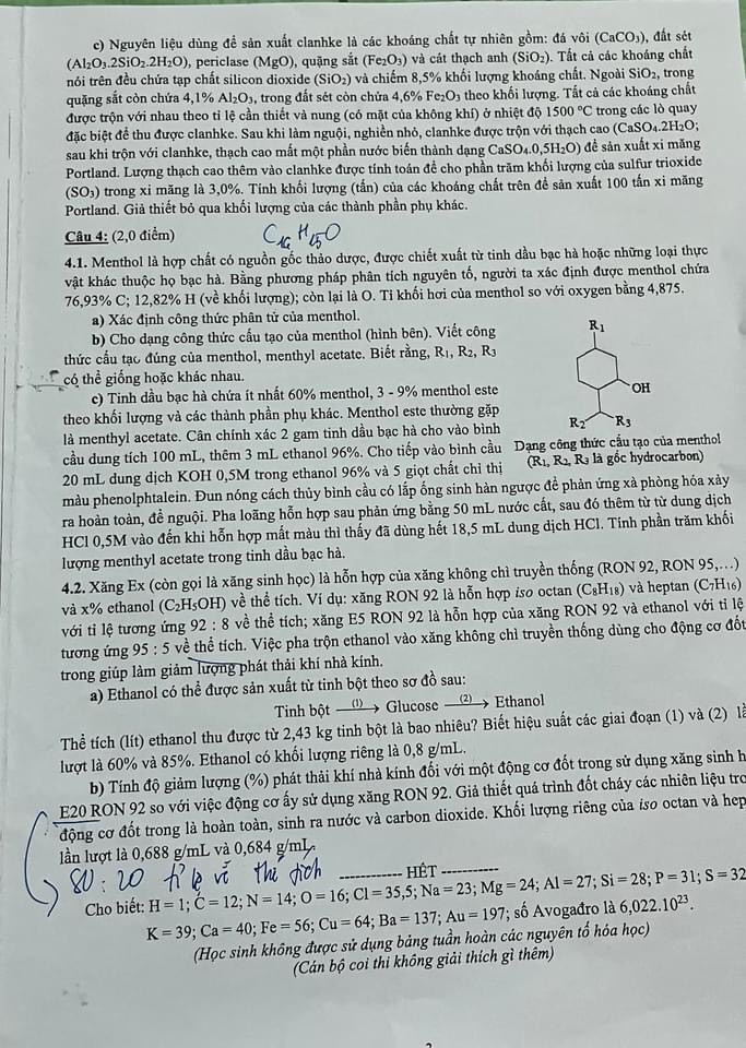 Đề chuyên Hóa chính thức. Ảnh: Vĩ Lê Đề chuyên Hóa chính thức. Ảnh: Vĩ Lê