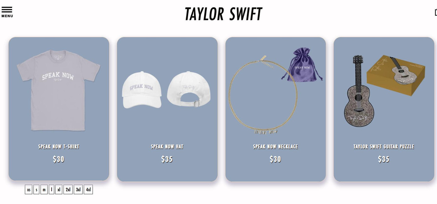 Webstore của Taylor cập nhật các sản phẩm liên quan đến album &quot;Speak Now&quot;.
