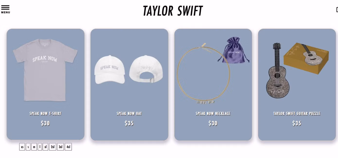 Webstore của Taylor cập nhật các sản phẩm liên quan đến album "Speak Now".
