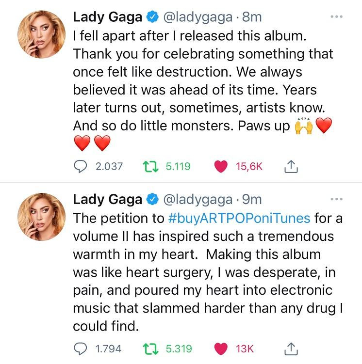 Gaga vô cùng cảm kích trước phòng trào "Hãy mua album ARTPOP trên nền tảng iTunes".