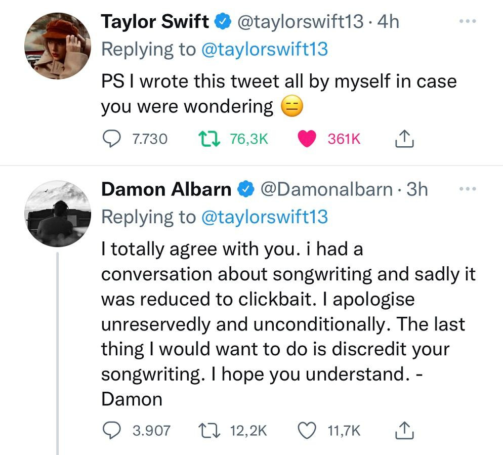 Dòng tái bút "thân thương" của Taylor và lời xin lỗi đến từ Damon.