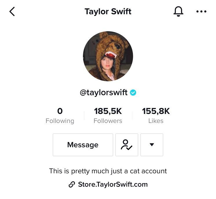 Chỉ chưa đầy 90 phút, Taylor đã thu về hơn 185K người theo dõi. Chỉ chưa đầy 90 phút, Taylor đã thu về hơn 185K người theo dõi.