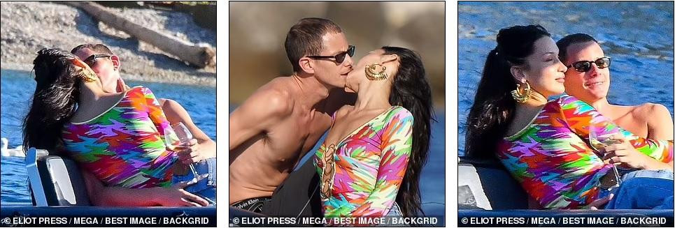 Cặp đôi ôm hôn cuồng nhiệt khi đang ngồi trên thuyền máy đi dạo biển.