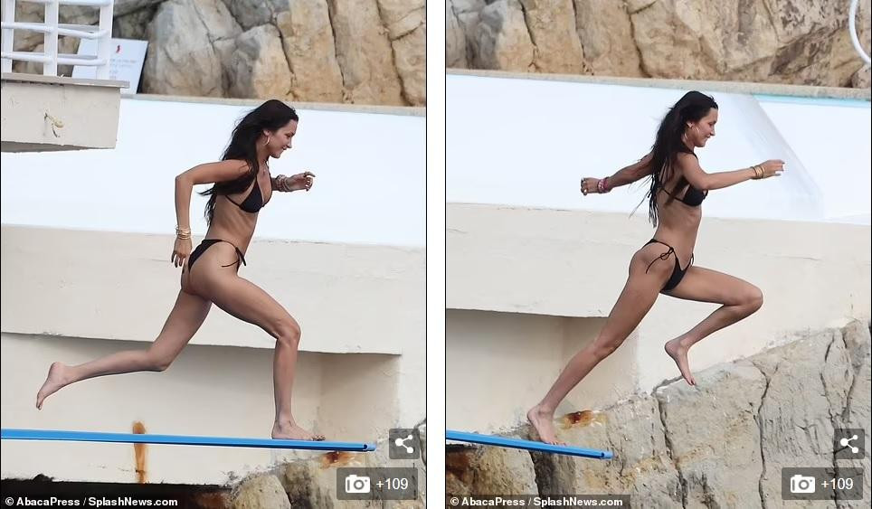 Người đẹp 25 tuổi không e ngại tham gia trò nhảy cầu.